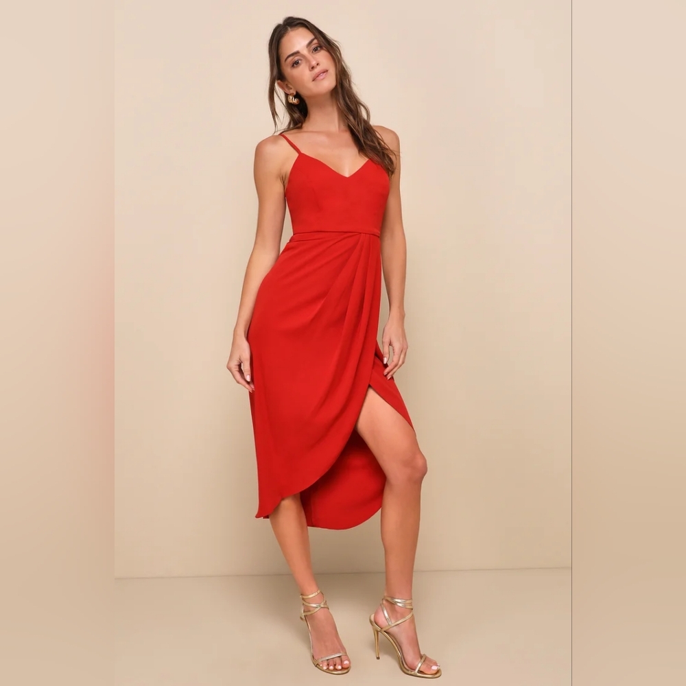 Reinette Rust Red Midi Dress